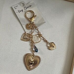 Gold Heart Bag Charm Keychain (NWTs)